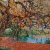 Ho Guom Lake - Lacquer painting by artist Nguyen Van Nghia