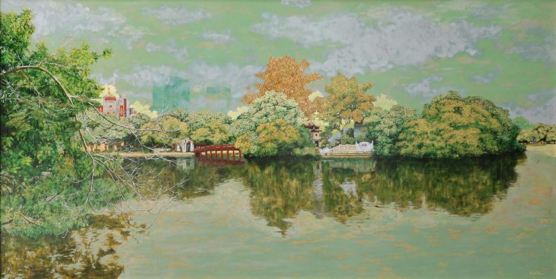 Hoan Kiem Lake - Vietnamese Lacquer Paintings by Artist Chu Viet Cuong