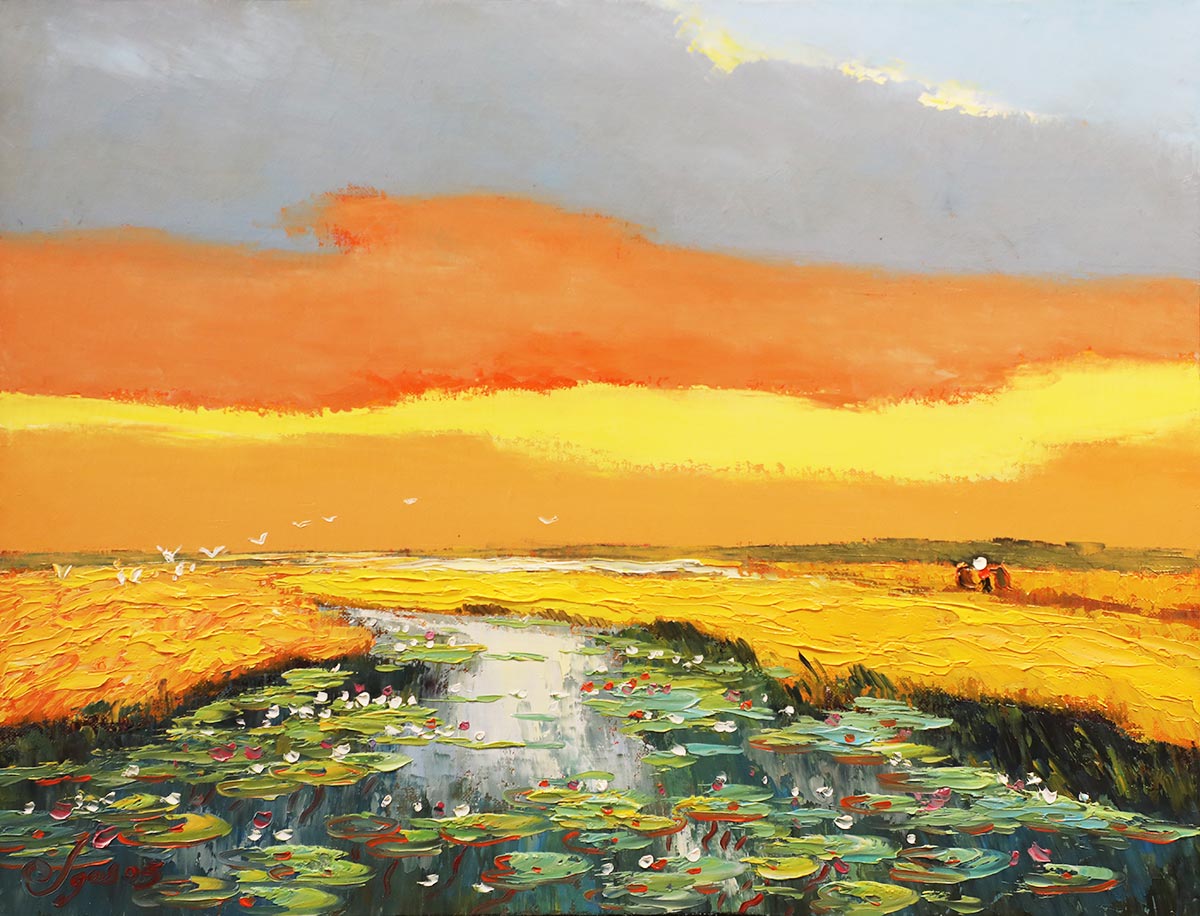 Sunset III - Vietnamese Oil Painting by Artist Dang Dinh Ngo