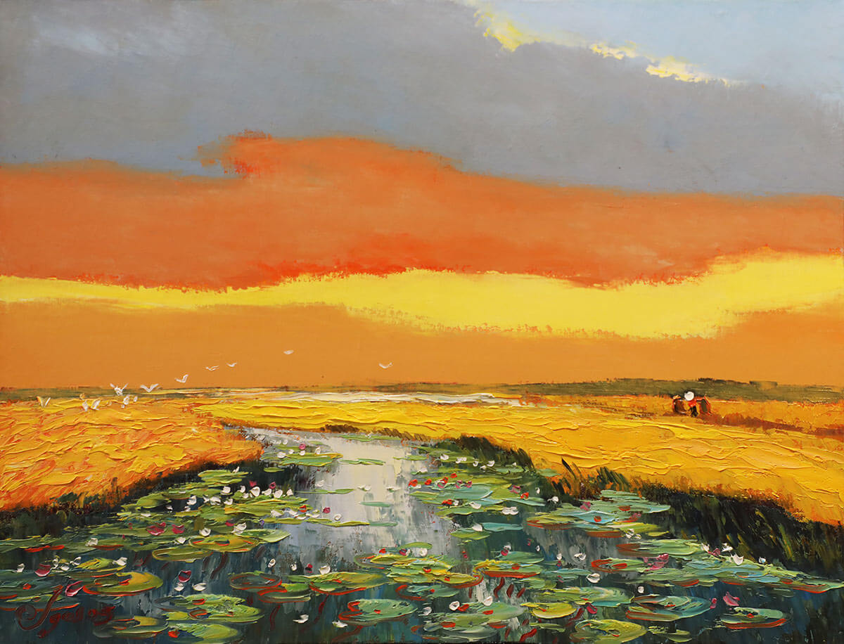 Sunset III - Vietnamese Oil Painting by Artist Dang Dinh Ngo