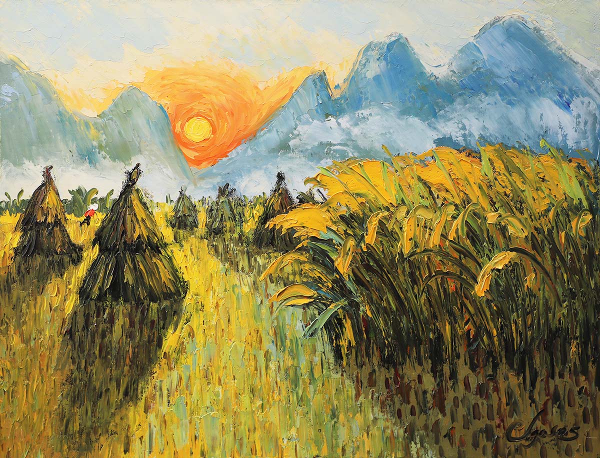 Sunset IV - Vietnamese Oil Painting by Artist Dang Dinh Ngo