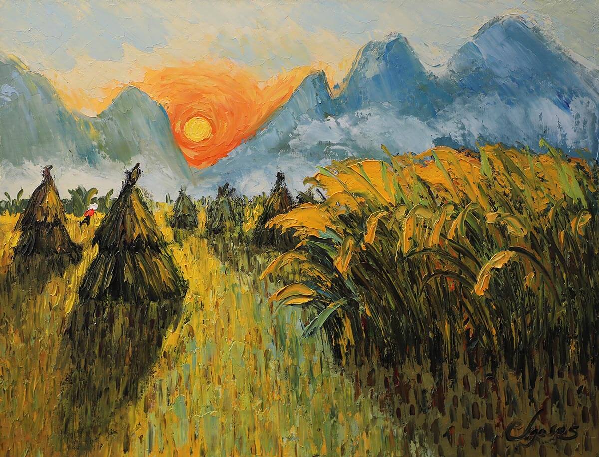 Sunset IV - Vietnamese Oil Painting by Artist Dang Dinh Ngo