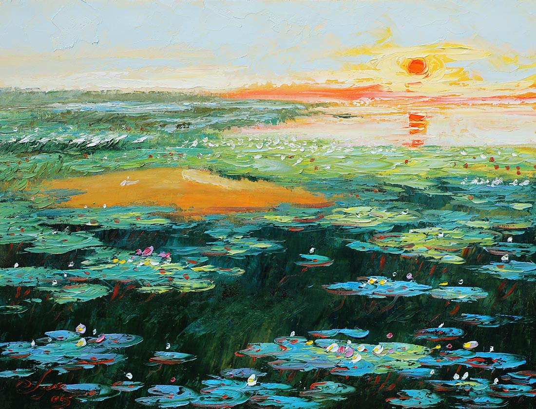 Sunset IV - Vietnamese Oil Painting by Artist Dang Dinh Ngo