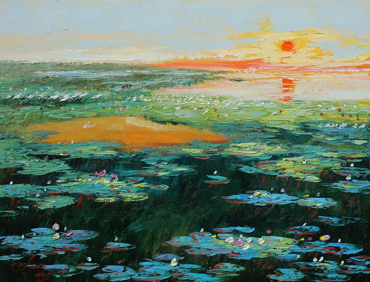 Sunset IV - Vietnamese Oil Painting by Artist Dang Dinh Ngo