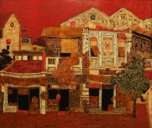 Hanoi Memoirs - Vietnamese Lacquer Painting by Artist Le Khanh Hieu
