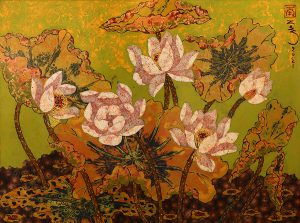 lacquer paintings Lotus I