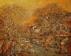 Leng Keng - Vietnamese Lacquer Painting by Artist Nguyen Hong Giang