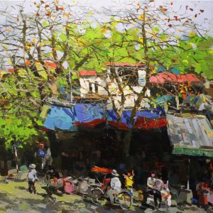 Lo Su Street II - Vietnamese Oil Paintings of Street by Artist Pham Hoang Minh