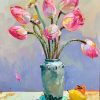 Still Life: Lotus - Vietnamese Oil Painting by Artist Dinh Dong