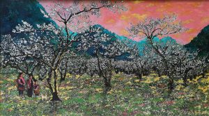 When Spring Comes to Moc Chau - Vietnamese Lacquer Painting by Artist Nguyen Tuan Anh