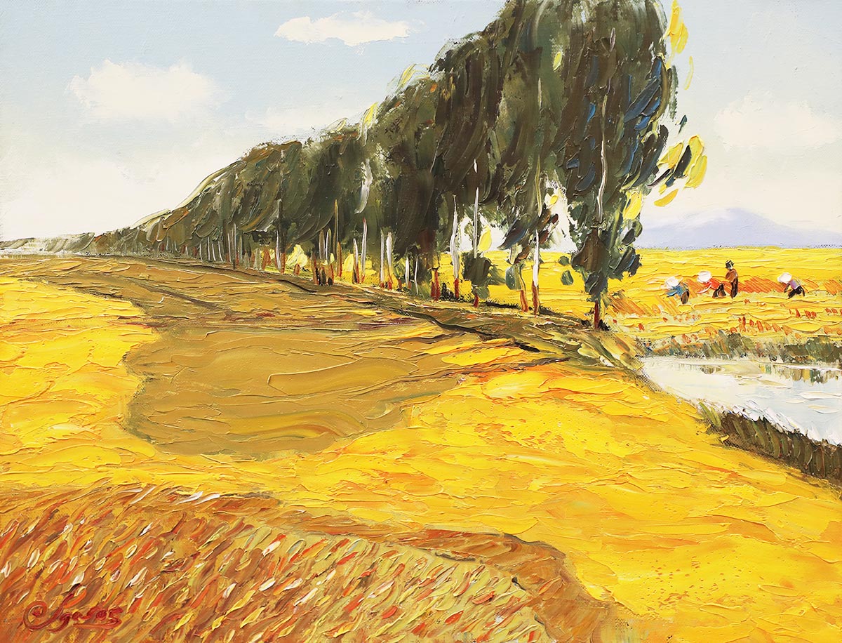 Harvest - Vietnamese Oil Painting by Artist Dang Dinh Ngo
