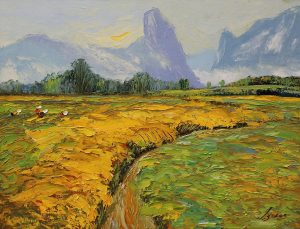 Harvest VIII - Vietnamese Oil Painting by Artist Dang Dinh Ngo