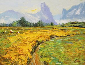 Harvest VIII - Vietnamese Oil Painting by Artist Dang Dinh Ngo