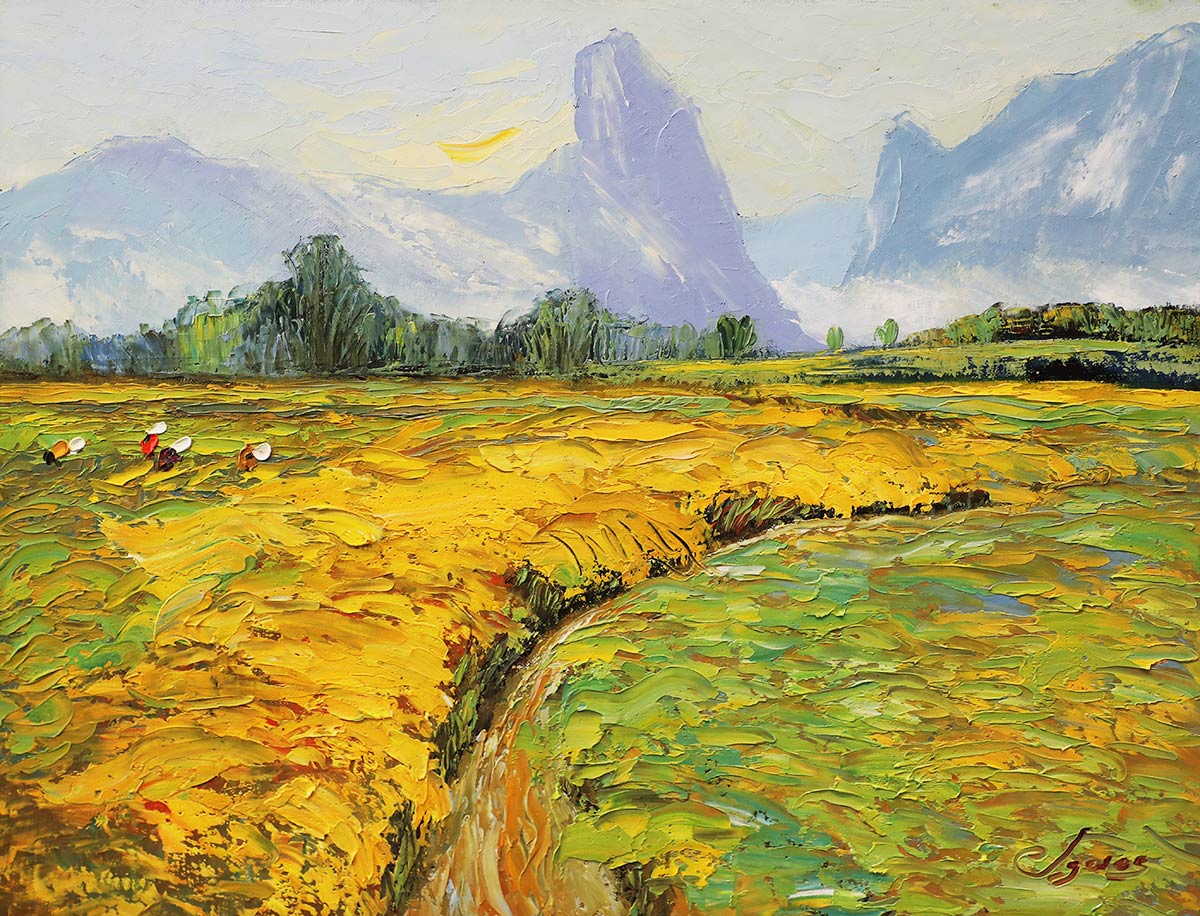 Harvest VIII - Vietnamese Oil Painting by Artist Dang Dinh Ngo
