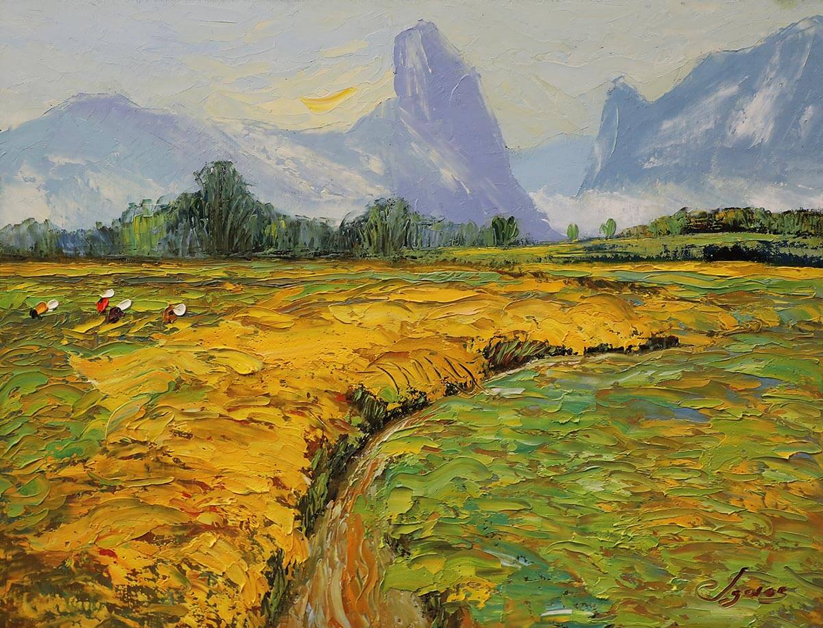 Harvest VIII - Vietnamese Oil Painting by Artist Dang Dinh Ngo