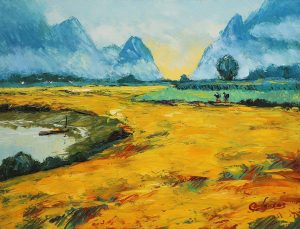 Golden Harvest Season 6 - Vietnamese Oil Painting by Artist Dang Dinh Ngo