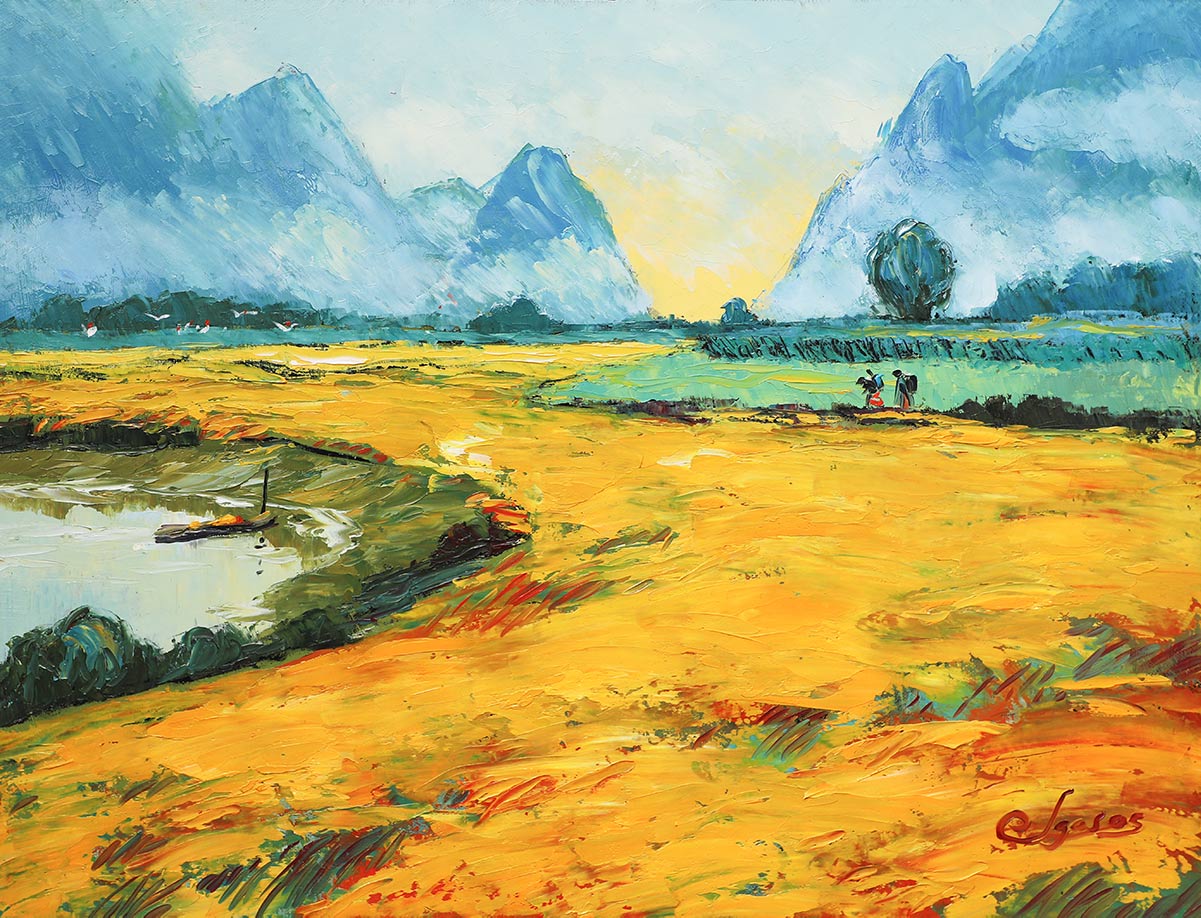 Golden Harvest Season 6 - Vietnamese Oil Painting by Artist Dang Dinh Ngo