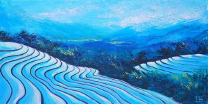 Falling Water Season - Vietnamese Oil Painting by Artist Minh Chinh
