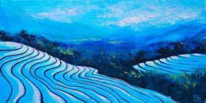 Falling Water Season - Vietnamese Oil Painting by Artist Minh Chinh