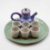 napoles blue art ceramic tea pot and cups