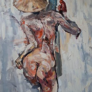 Nude I - Vietnamese Oil Painting by Artist Dinh Dong
