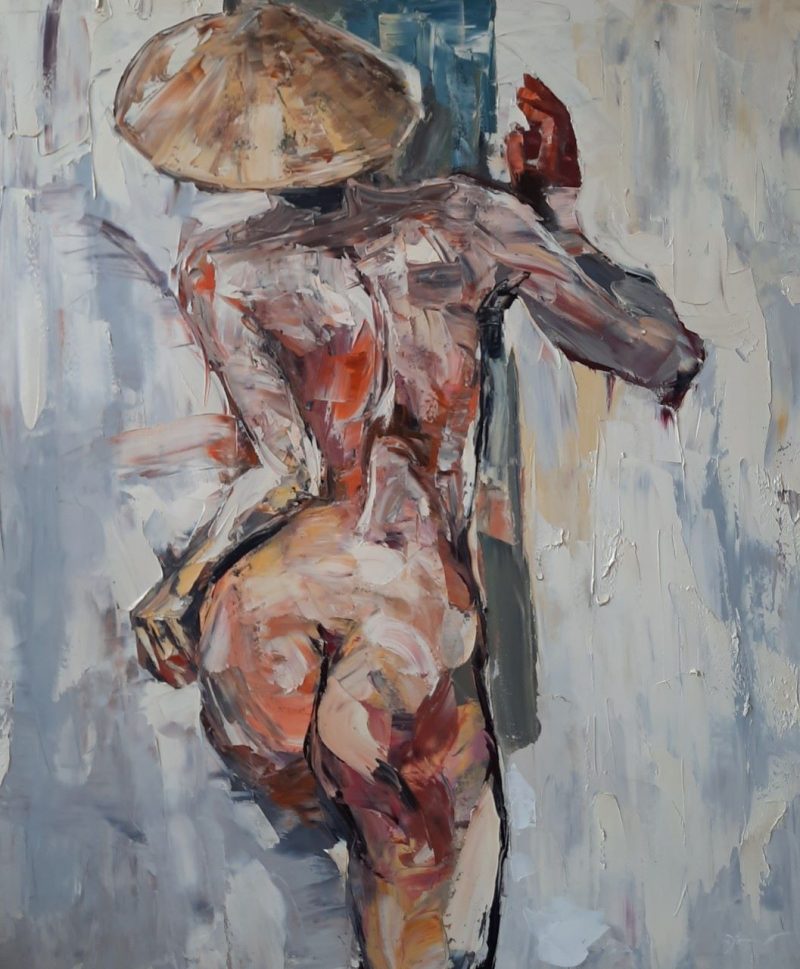 Nude I - Vietnamese Oil Painting by Artist Dinh Dong