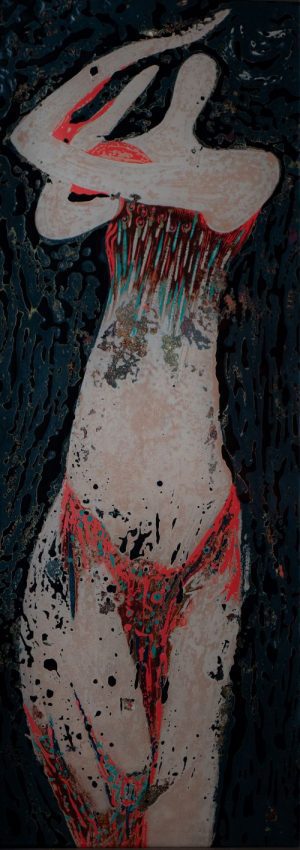 Nude V - Vietnamese Lacquer Painting on Wood by Artist Trieu Khac Tien