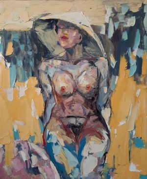 Nude V - Vietnamese Oil Painting by Artist Dinh Dong