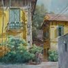 Crossing The Street Watercolor Painting By Artist Duc Tien