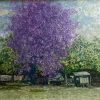 Poinciana in Purple - Vietnamese Lacquer Painting Landscape by artist Chu Viet Cuong