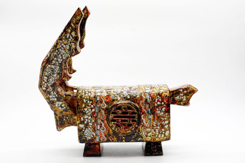 Prosperous Goat - Vietnamese Lacquer Artwork by Artist Nguyen Tan Phat