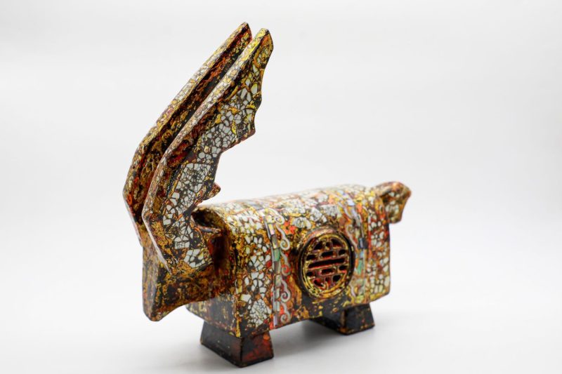 Prosperous Goat - Vietnamese Lacquer Artwork by Artist Nguyen Tan Phat