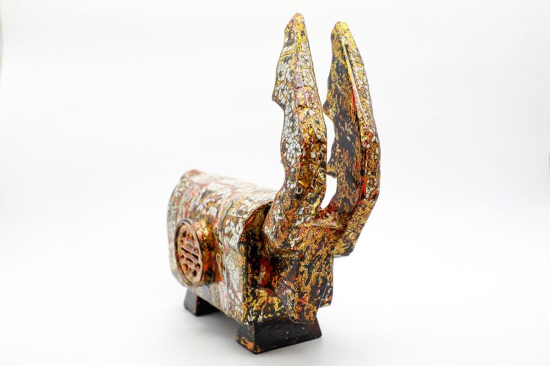 Prosperous Goat - Vietnamese Lacquer Artwork by Artist Nguyen Tan Phat