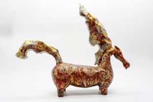 Dragon Horse V - Vietnamese Lacquer Artwork by Artist Nguyen Tan Phat