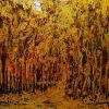 The Forest in Autumn - Vietnamese Lacquer Painting by Artist Truong Trong Quyen