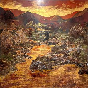 Du Gia Stream - Vietnamese Lacquer Painting by Artist Trinh Que Anh