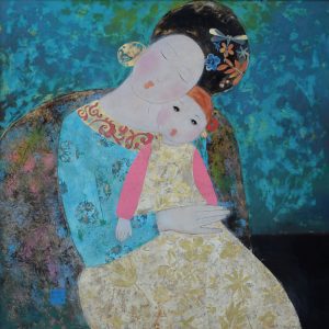 Motherhood - Vietnamese Lacquer Paintings by Artist Dang Hien