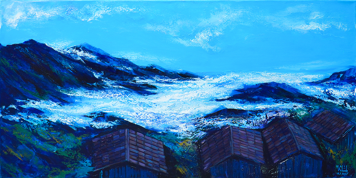 Taxua Cloud Paradise - Vietnamese Oil Painting by Artist Minh Chinh