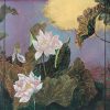 In the Pond - Vietnamese Lacquer Painting by Artist Trinh Que Anh