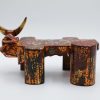 Four buffalo pillars - Lacquer artwork by artist Nguyen Tan Phat