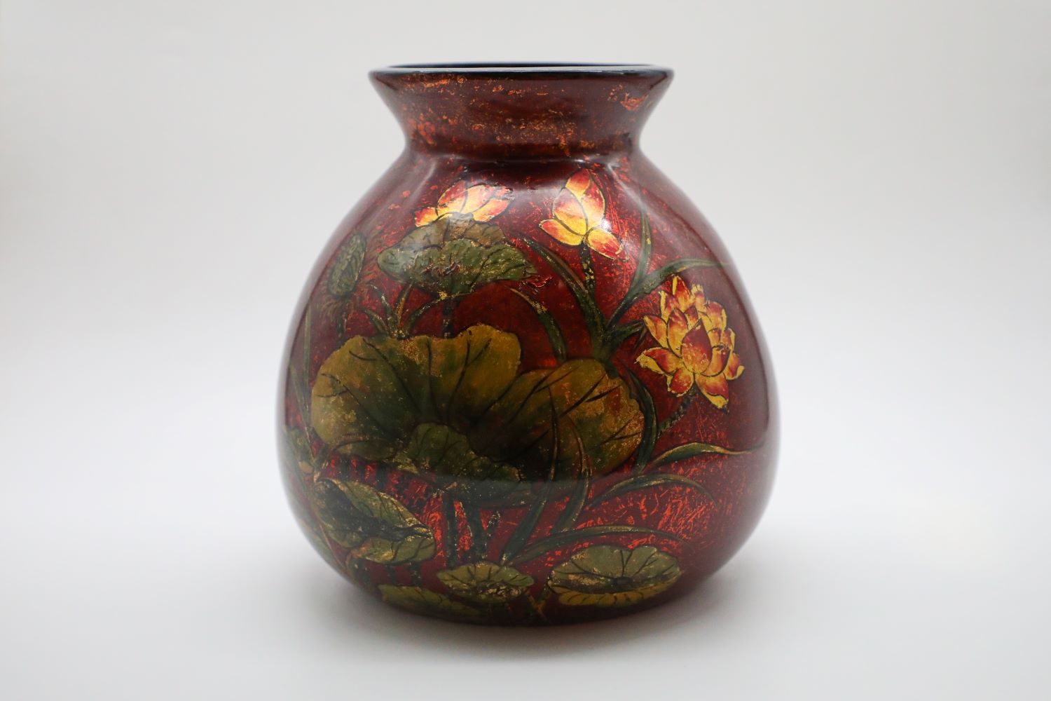 Vase of Sunny Lotus - Vietnamese Ceramic Vase by Artist Dinh Thi Thanh