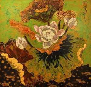 vietnamese lacquer paintings - Lotus IV