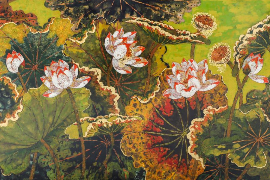 vietnamese lotus paintings