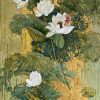 White Lotus 04 - Vietnamese Lacquer Paintings on Wood by Do Khai