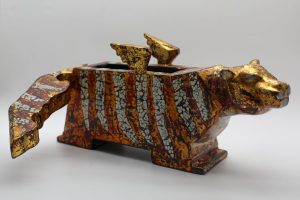 Winged Tiger VI - Vietnamese Lacquer Artworks by Artist Nguyen Tan Phat
