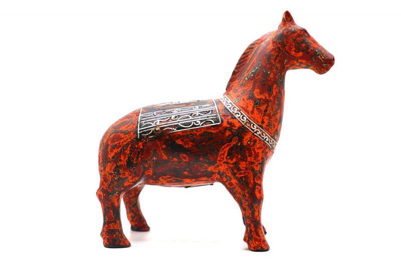 Red Horse III - Vietnamese Lacquer Artworks by Artist Nguyen Tan Phat